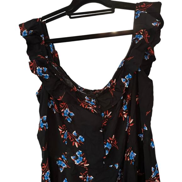 NWT City Chic Plus Size 22 Black & Blue Floral Off the Shoulder Mini Dress - Picture 5 of 11